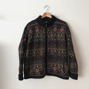 Icelandic Design Wool Blend Full Zip Sweater Jacket Women's Size Large